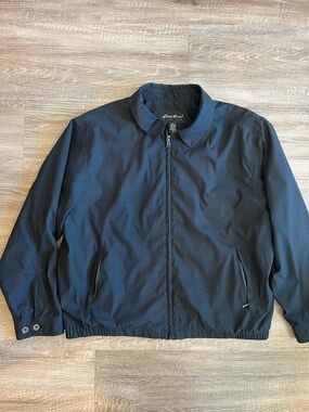 Eddie Bauer Men’s XL Black Bomber Jacket Elastic Waist Classic Outdoor